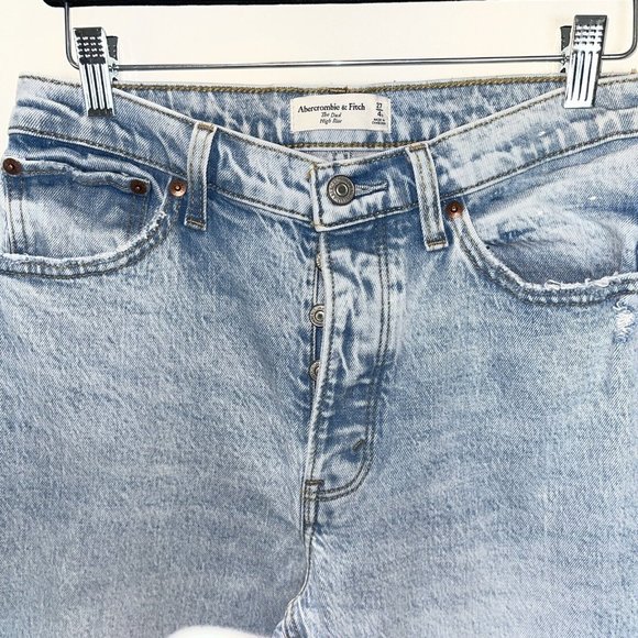 Abercrombie & Fitch The Dad Jean Womens 27 Short High Rise Button Fly Distressed - Picture 3 of 12